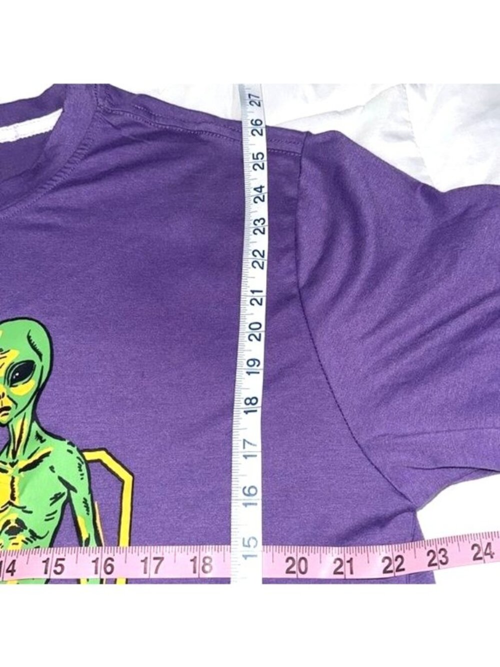 Dont Talk To Strangers Graphic T-Shirt Romwe L Purple Alien Print - Picture 7 of 8